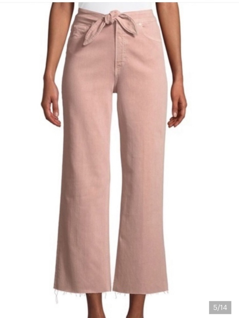 Paige Nellie Culotte Tie Accent Raw Hem Jeans
